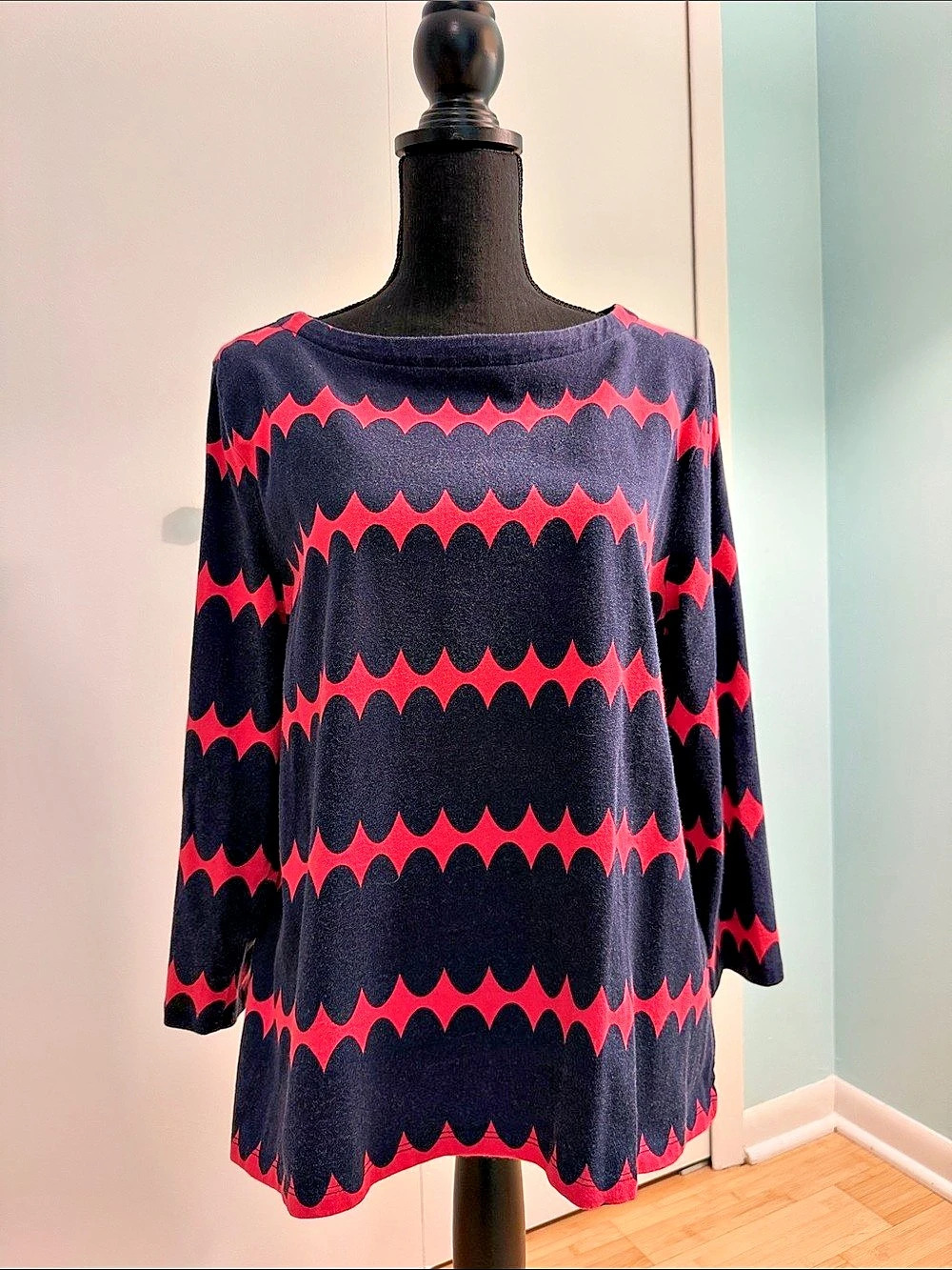Talbots Long Sleeve Geometric Tunic in Blue & Pink Size XL